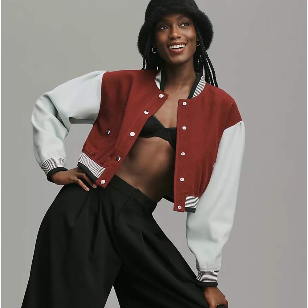 Anthropology Cropped Bomber Jacket